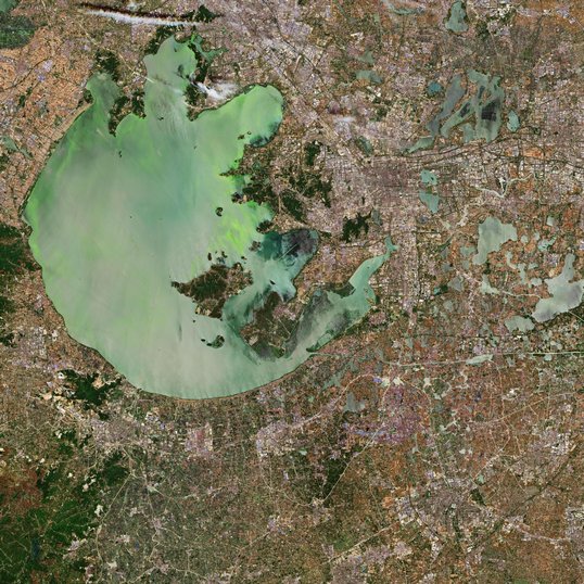 An aerial view Lake Tai