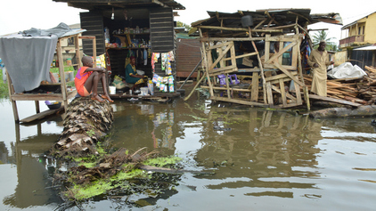 The flood-ravaged area of Olukoyi in Ojo, Lagos State.