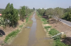 A drought-hit irrigation canal in Thailand's Pathum Thani province.