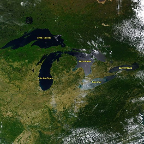 Lakes: Superior, Michigan, Huron, Erie, Ontorio