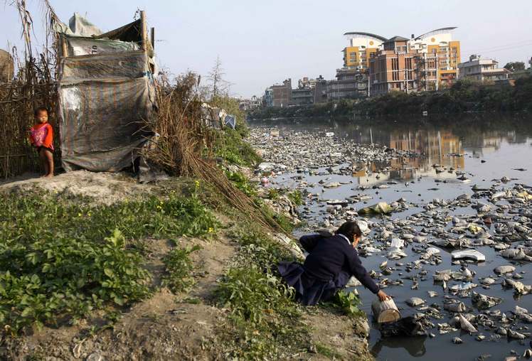 Sewage and rubbish choke Nepal’s holy Bagmati river