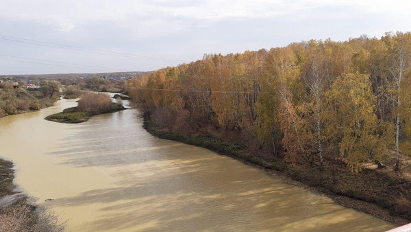 View of the polluted Miass River