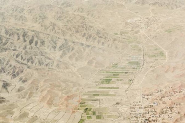 A view of the Tengger desert in Gansu province.