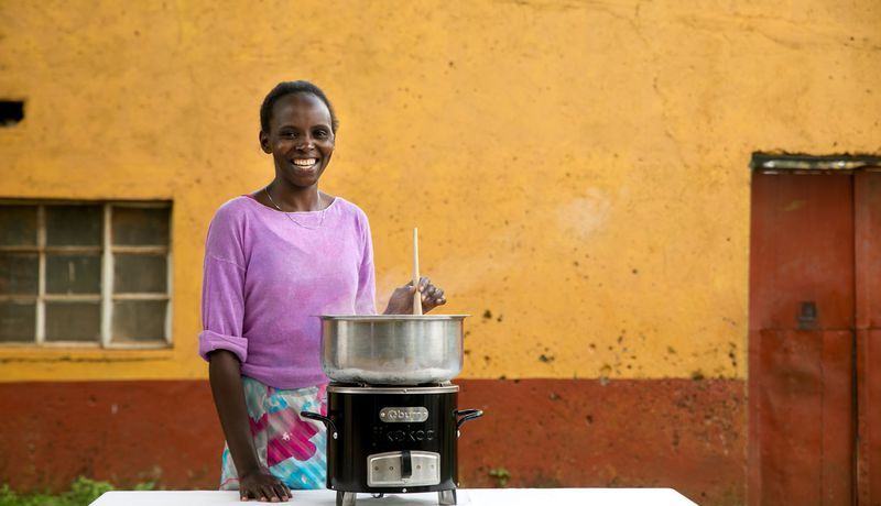Woman using burn stoves