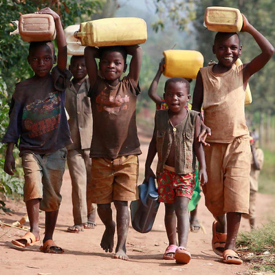 Childre carrying water