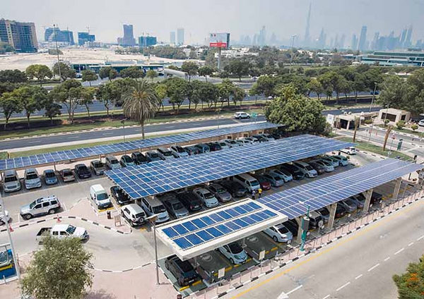 A 2 MW solar carport installed across the headquarters of DEWA and the buildings of Dubai's government.