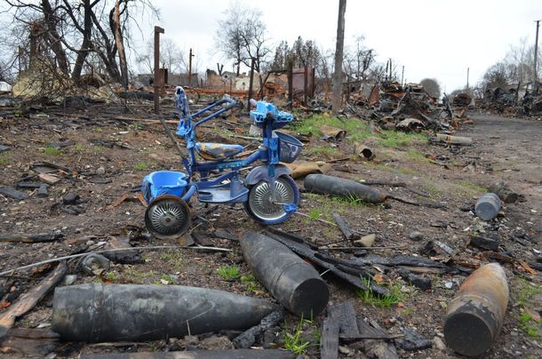The village of Shestovitsa, Chernihiv region, after the battles.