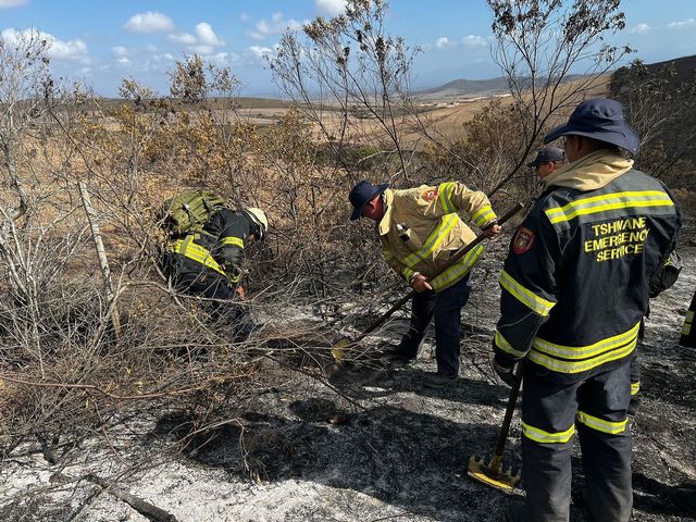 Firefighting crews continue to battle forest fires in the Mossel Bay area of the Western Cape, South Africa, January 11, 2026