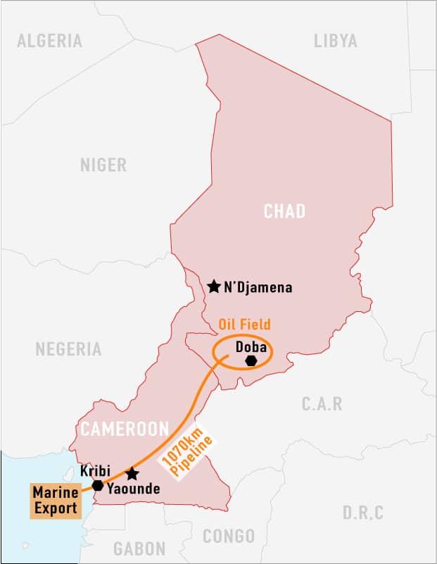 Detailed Doba producing-fields map