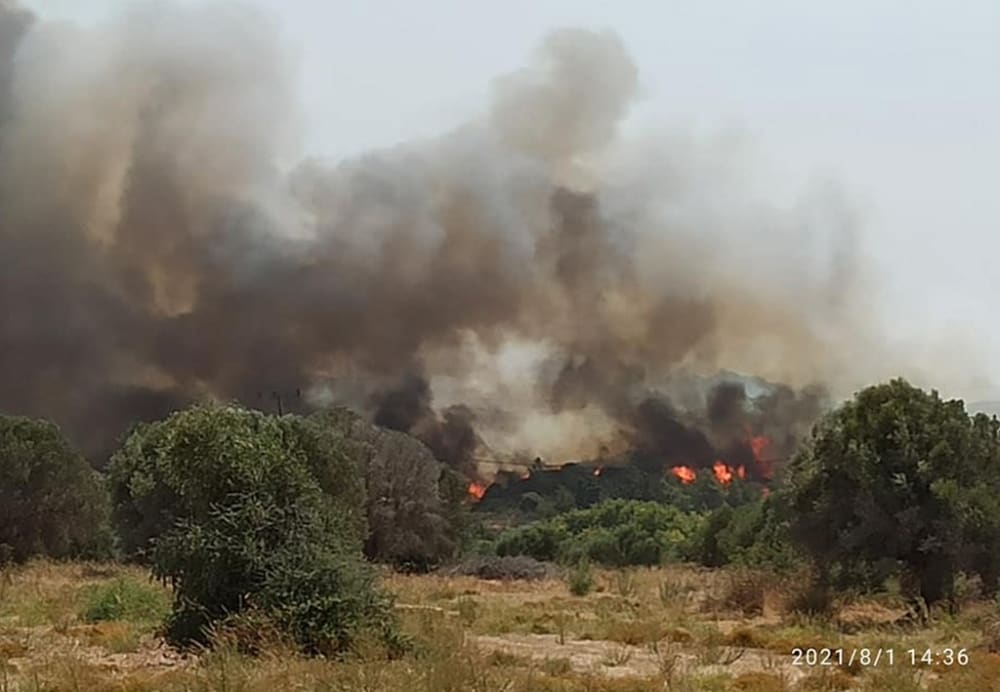 Fire rips through Rhodes,  2021.