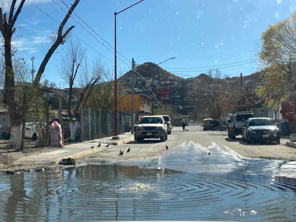 Wastewater in a residential neighborhood of Juárez near the Rio Grande. Mexican officials have acknowledged wastewater enters the Rio Grande from JuárezI