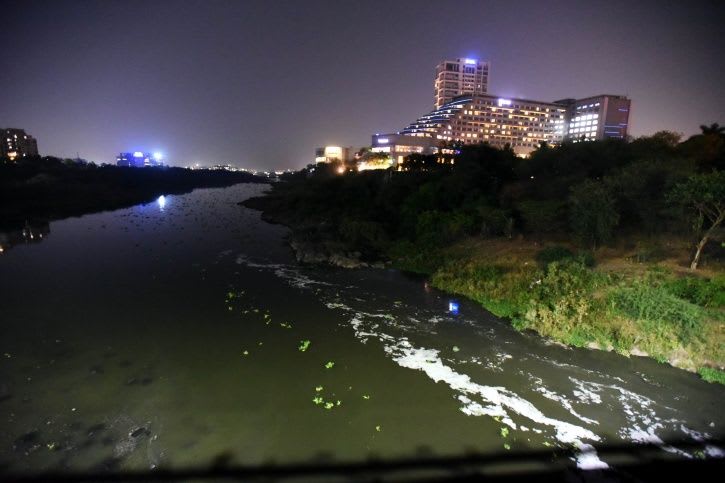 Sewage flows in the Cooum River
