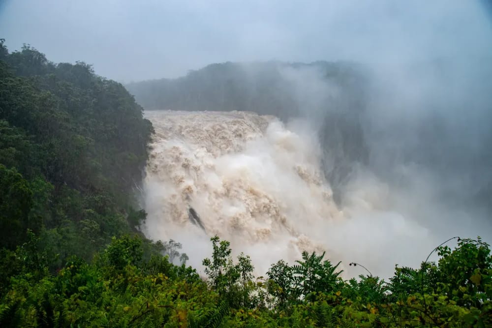A raging Barron Falls at Kuranda, near Cairns, on 17 December.