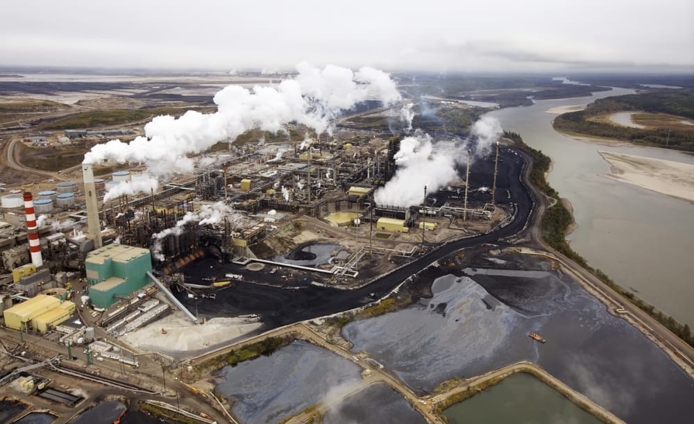 The Suncor tar sands processing plant near the Athabasca River at their mining operations near Fort McMurray, Alberta, on September 17, 2014. #