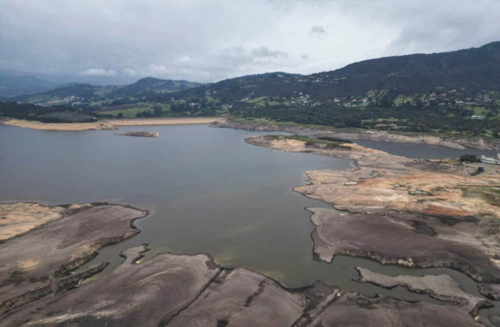 A drone view of San Rafael reservoir in La Calera, Colombia April 8, 2024
