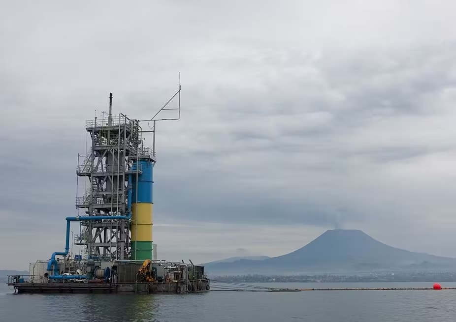 Methane gas extraction on Lake Kivu.
