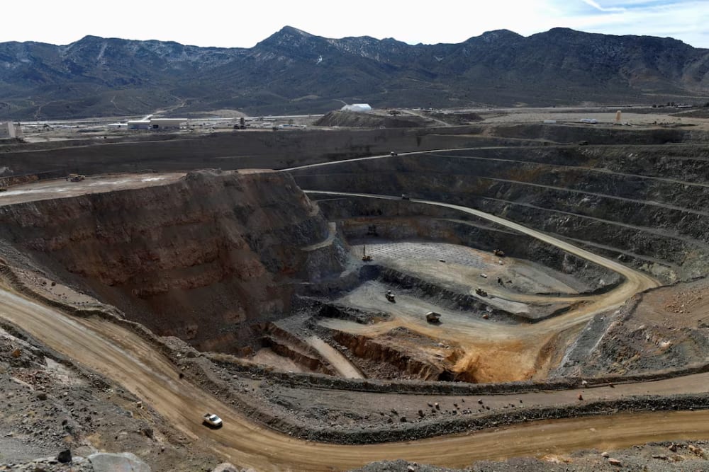 A view of the MP Materials rare earth open-pit mine in Mountain Pass, California, U.S.