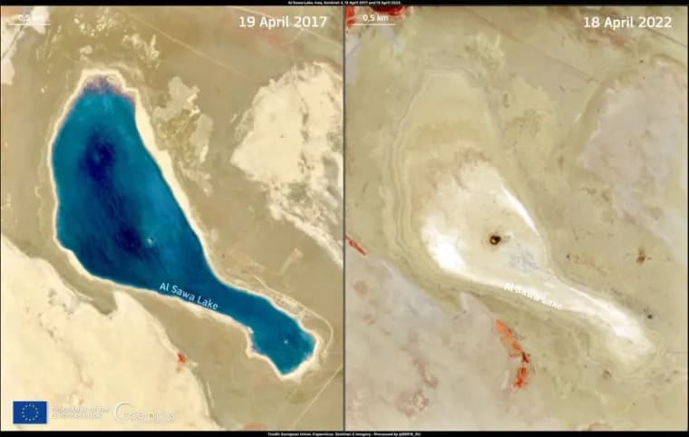 Sawa Lake before and after