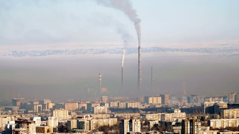 Bird eye's view of smog over Bishkek