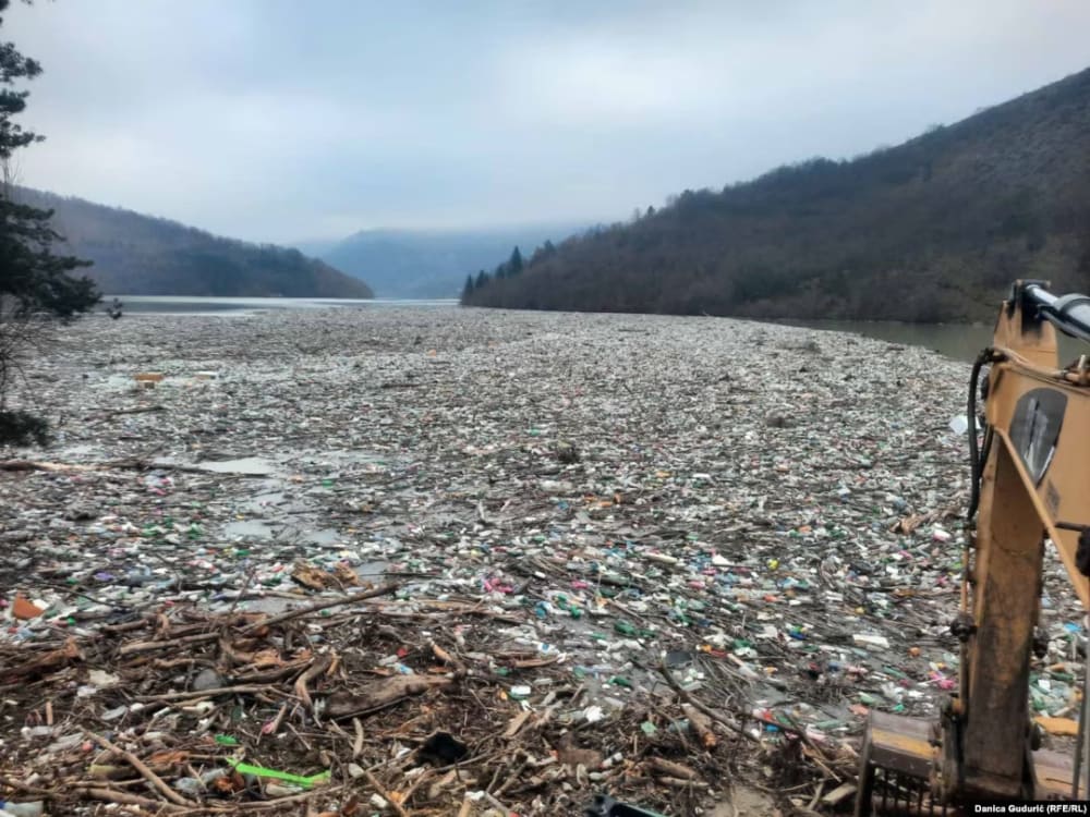 Tons Of Waste Flows In Serbia's Lim River