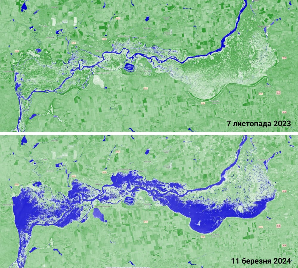 Satellite images November 7, 2023 and March 11, 2024