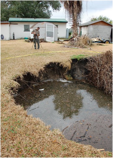 A sinkhole in Dover, Florida, that formed after the January 2010 freeze.
