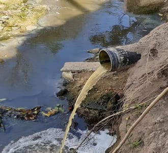 Sewage flows into a river in the Pinetown area.
