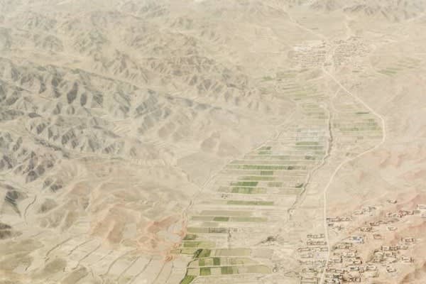 A view of the Tengger desert in Gansu province.
