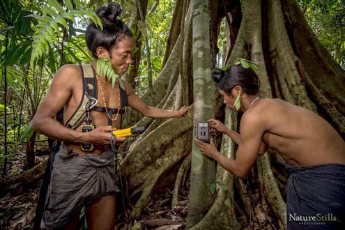 Former hunter-turned-parabiologists setting up camera traps in remote locations of Chittagong Hill Tracts.