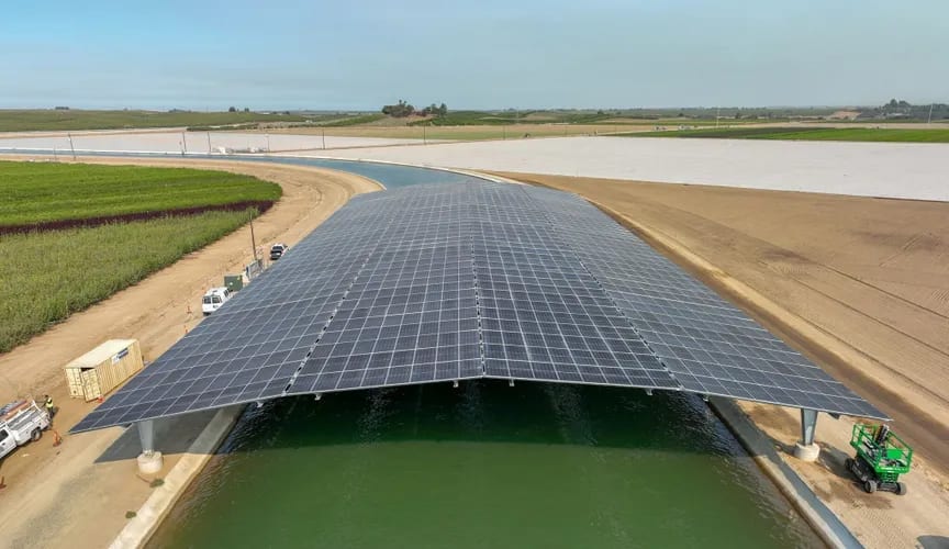 Solar Panels Over Water Canals, USA