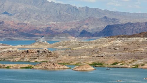 Drying up of Lake Mead in Nevada, United States
