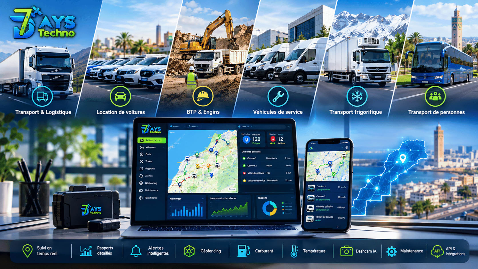 Logiciel de gestion de flotte Maroc - plateforme GPS Navixy de suivi de vehicules en temps reel