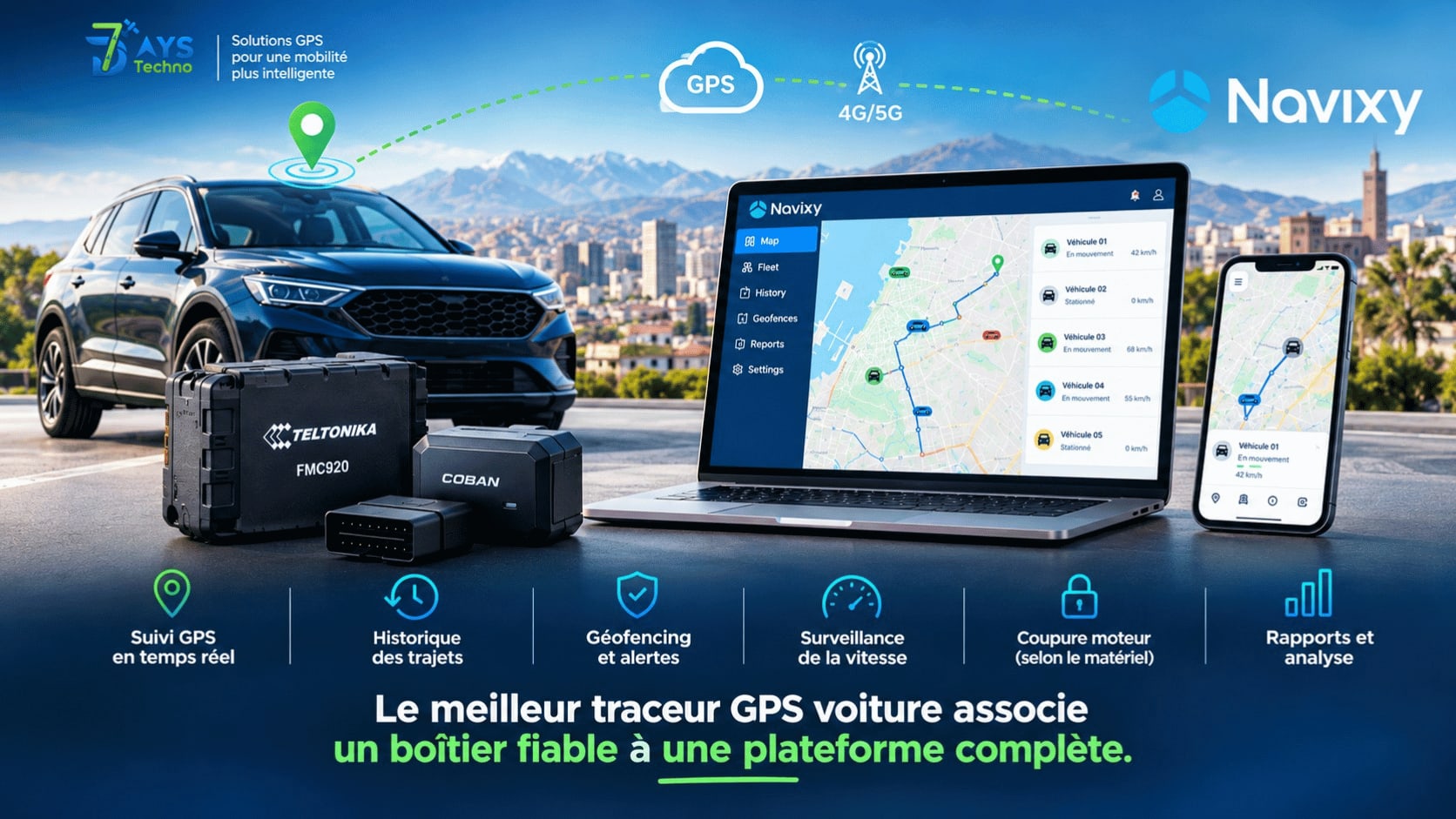 Meilleur traceur GPS voiture - comparatif Teltonika et Coban sur la plateforme Navixy