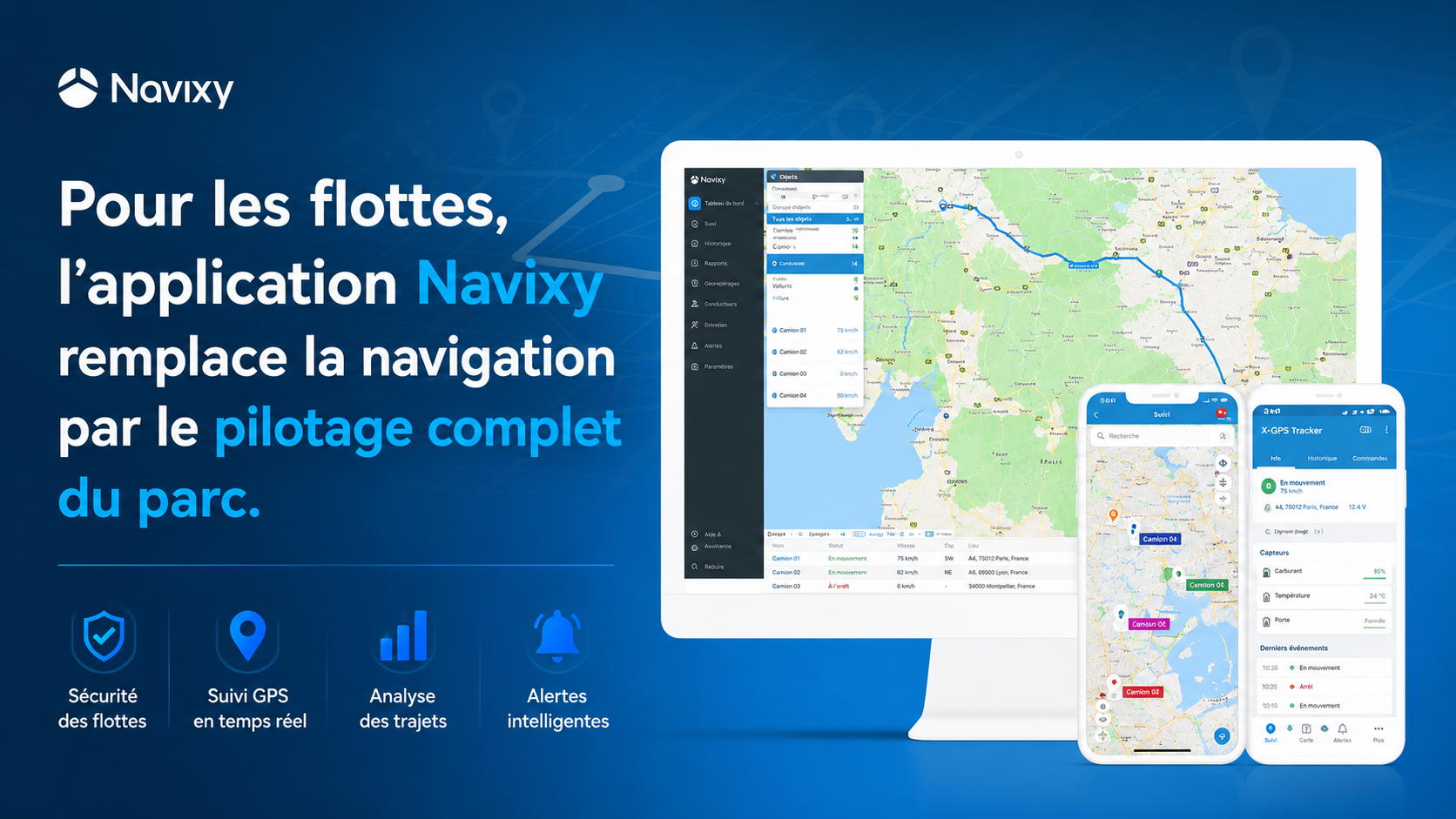 Application GPS voiture professionnelle Navixy pour la gestion de flotte automobile