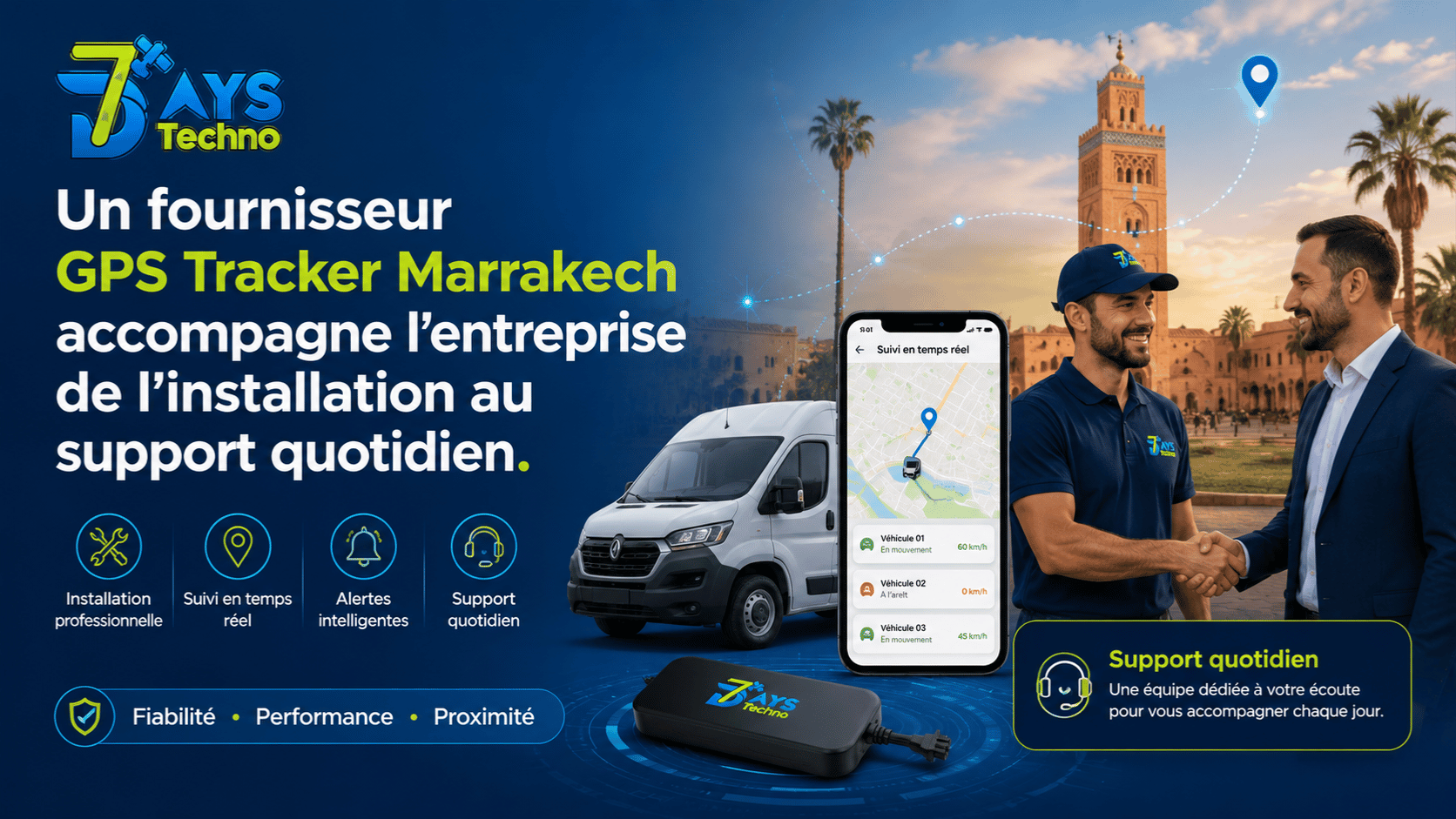 Fournisseur GPS Tracker Marrakech - geolocalisation et gestion de flotte d'entreprise