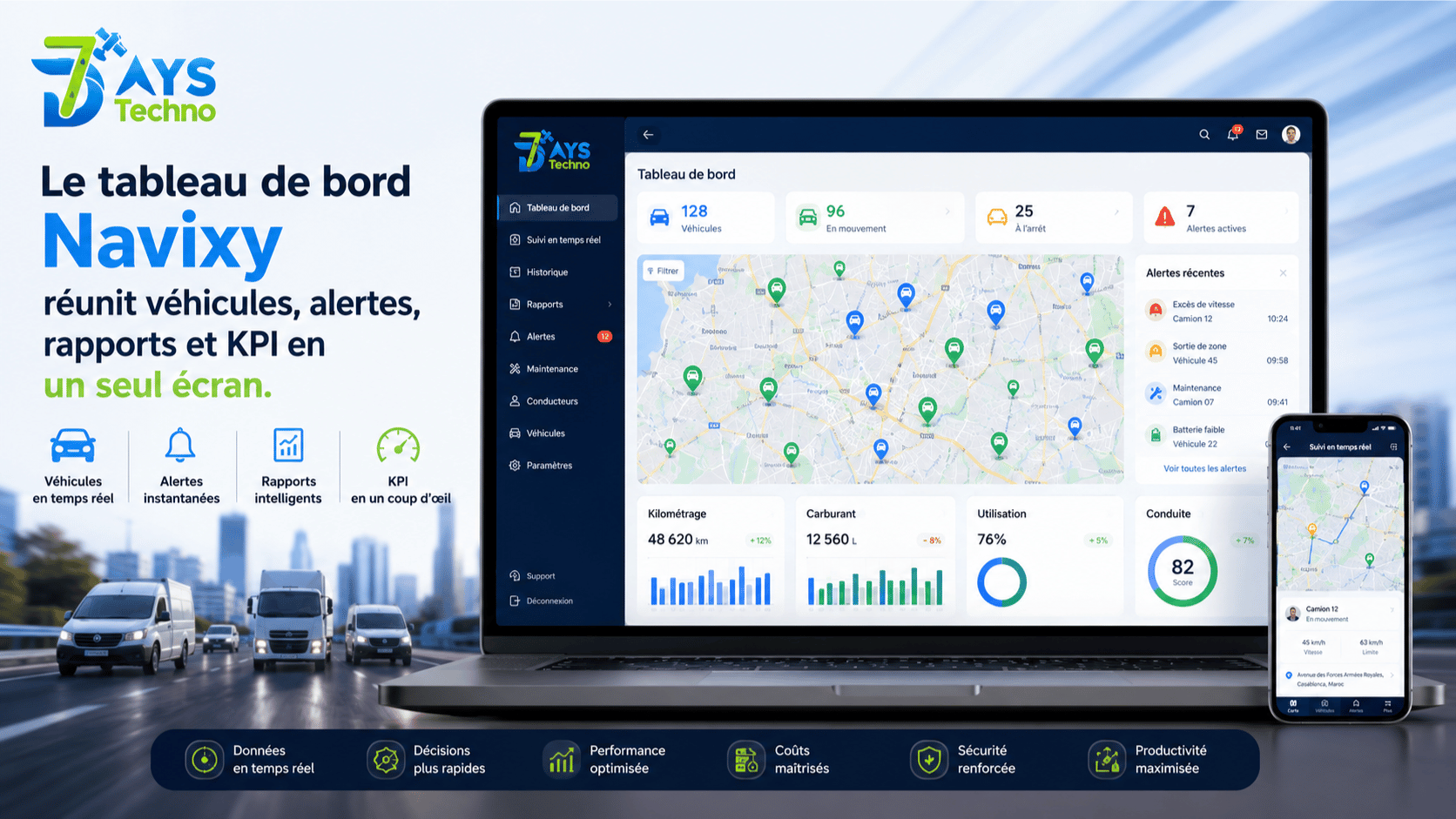 Gestion de flotte Afrique - tableau de bord de suivi des vehicules et de la telematique sur la plateforme Navixy