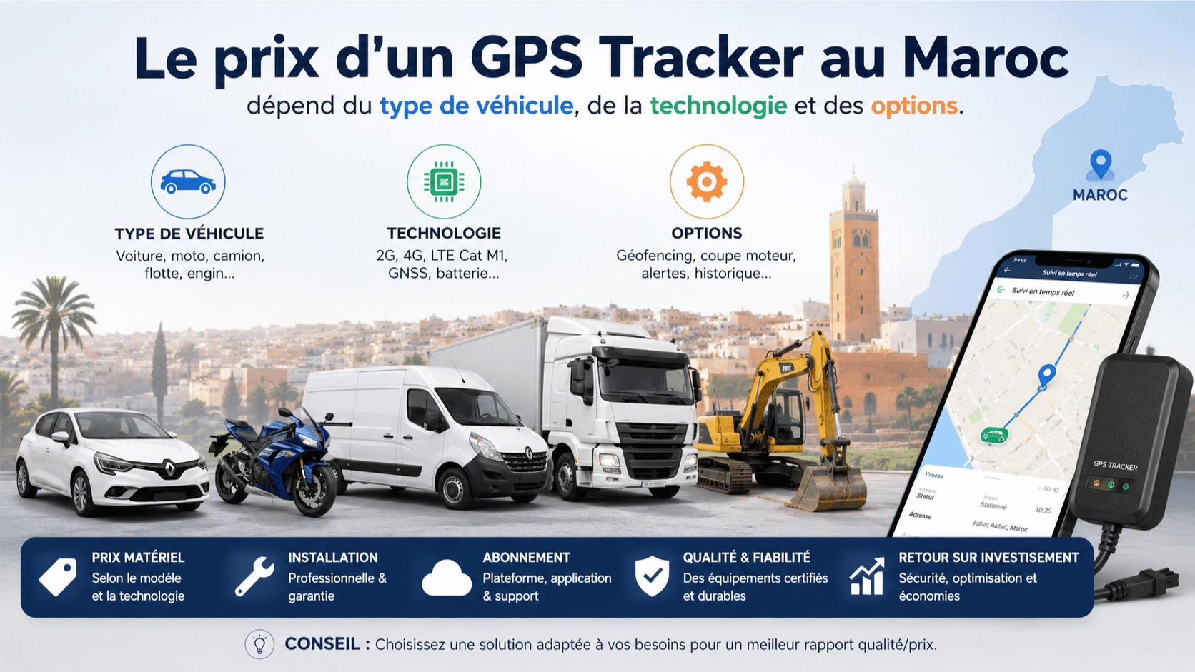 GPS Tracker Maroc Prix - comparatif des traceurs GPS et de leurs tarifs pour voiture, camion et flotte
