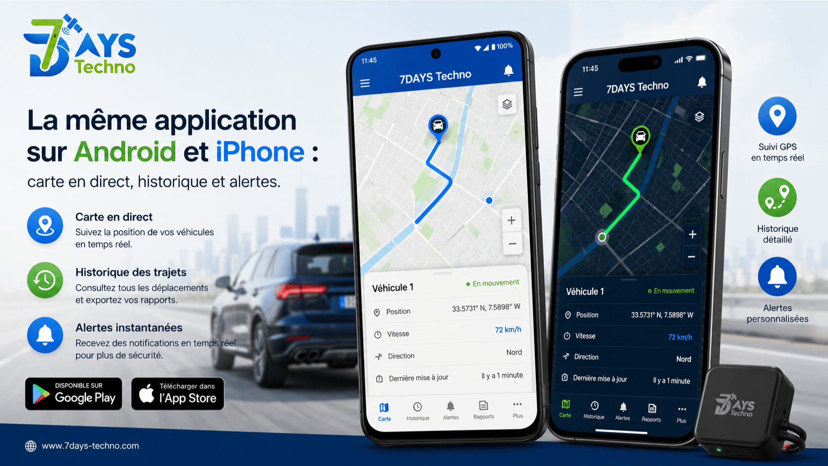 Application GPS vehicule sur Android et iPhone - geolocalisation, historique et alertes avec Navixy