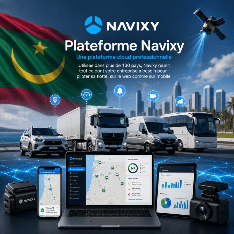 Plateforme Navixy - tableau de bord de geolocalisation GPS et gestion de flotte en Mauritanie