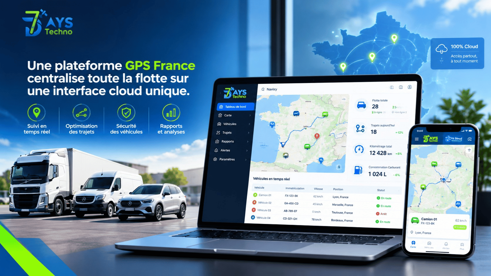 Plateforme GPS France - geolocalisation de flotte en temps reel avec la plateforme Navixy