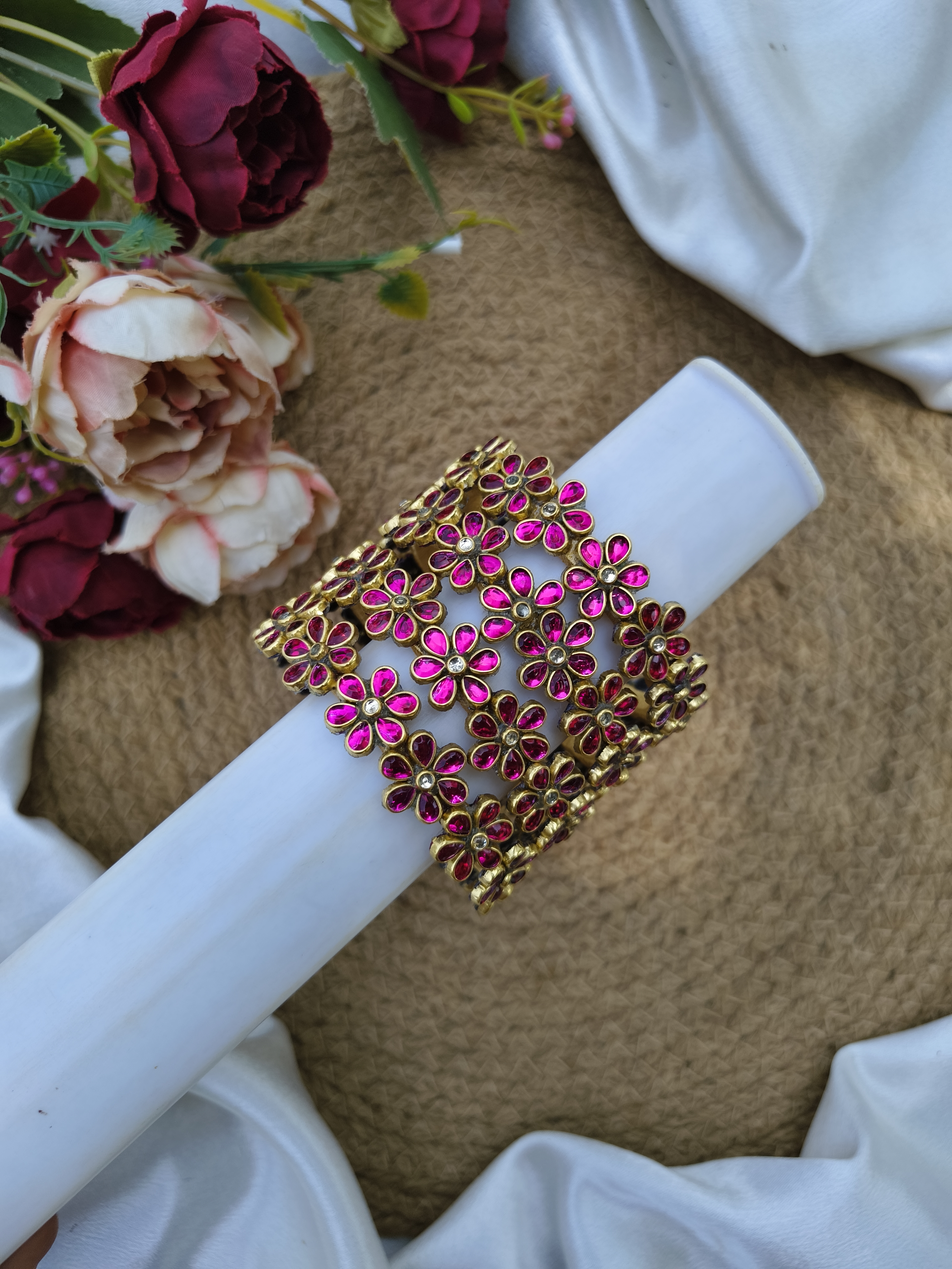 Pink flower bangles 