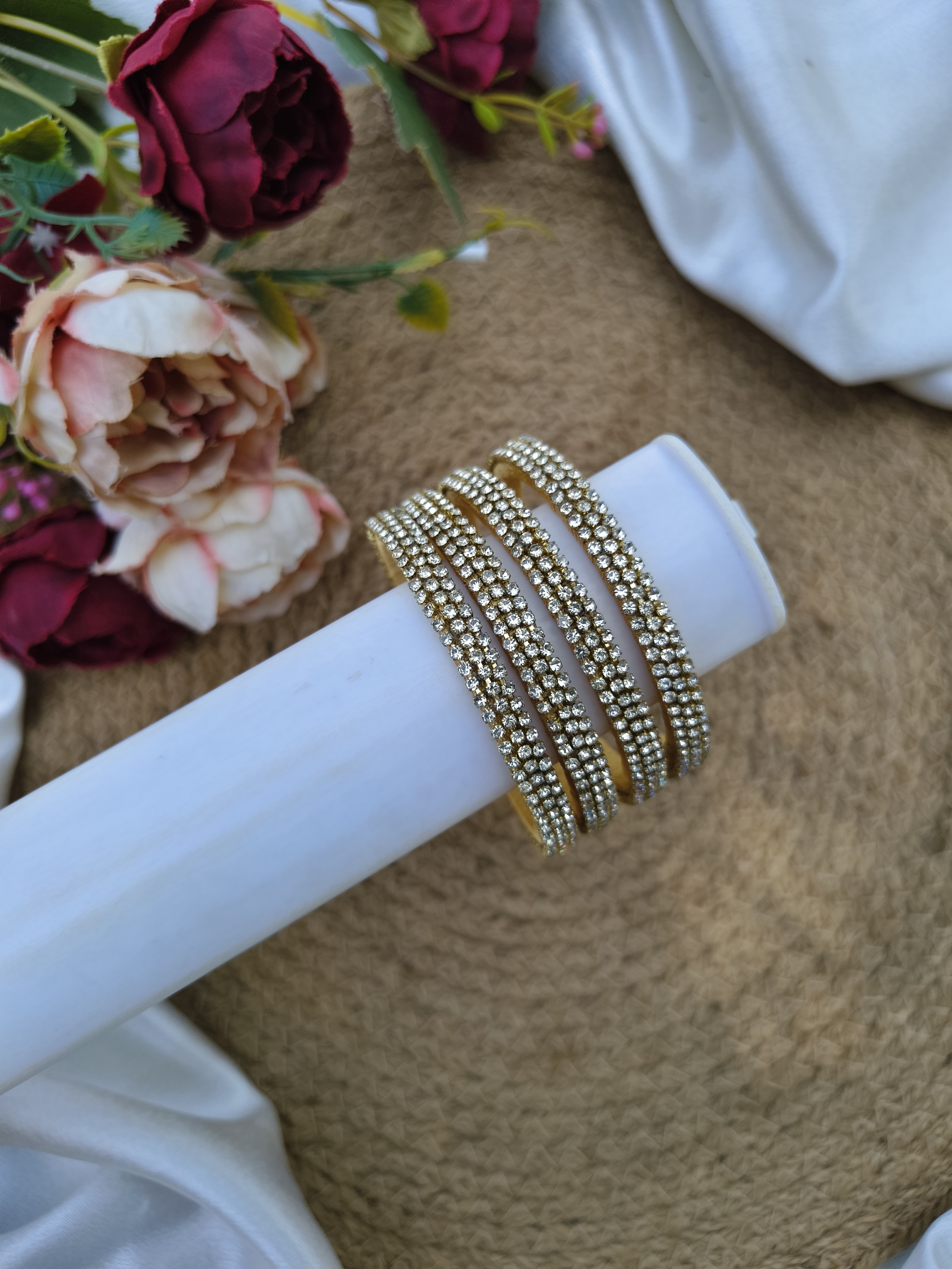 Ad stone inspired border bangles 