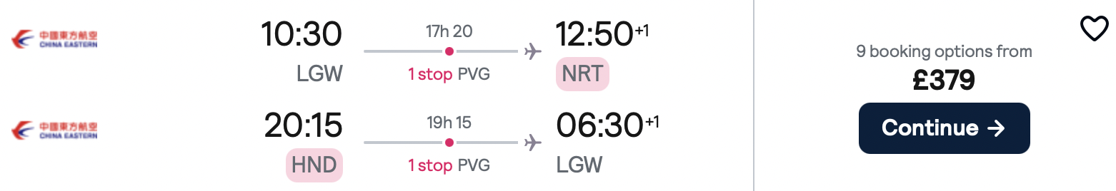 UK - Japonia: 379€