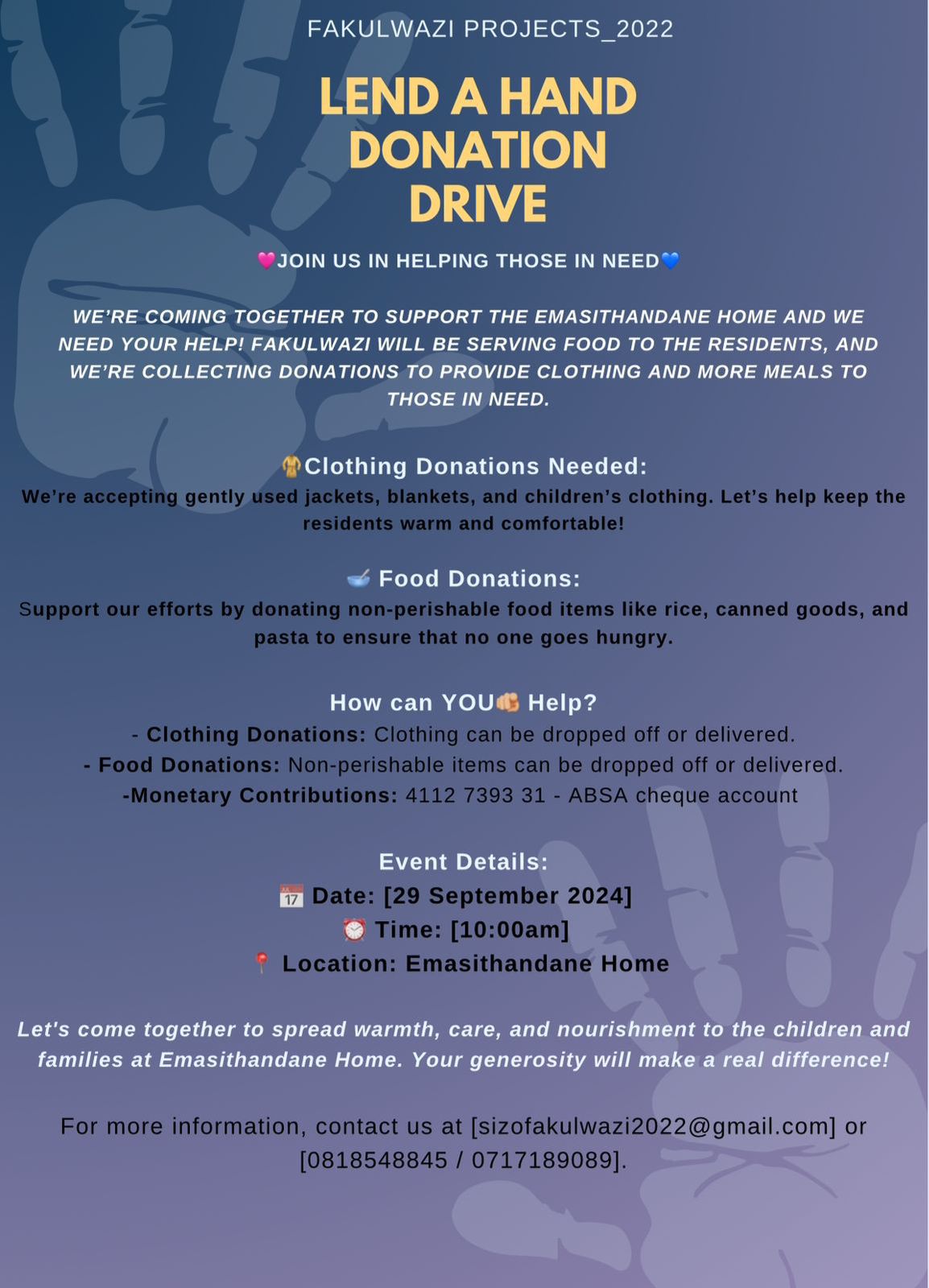 LEND A HAND DONATION DRIVE