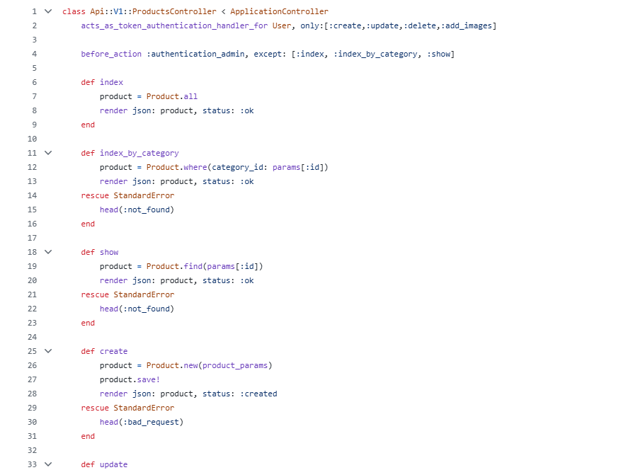 Tela de Controllers Ruby On Rails