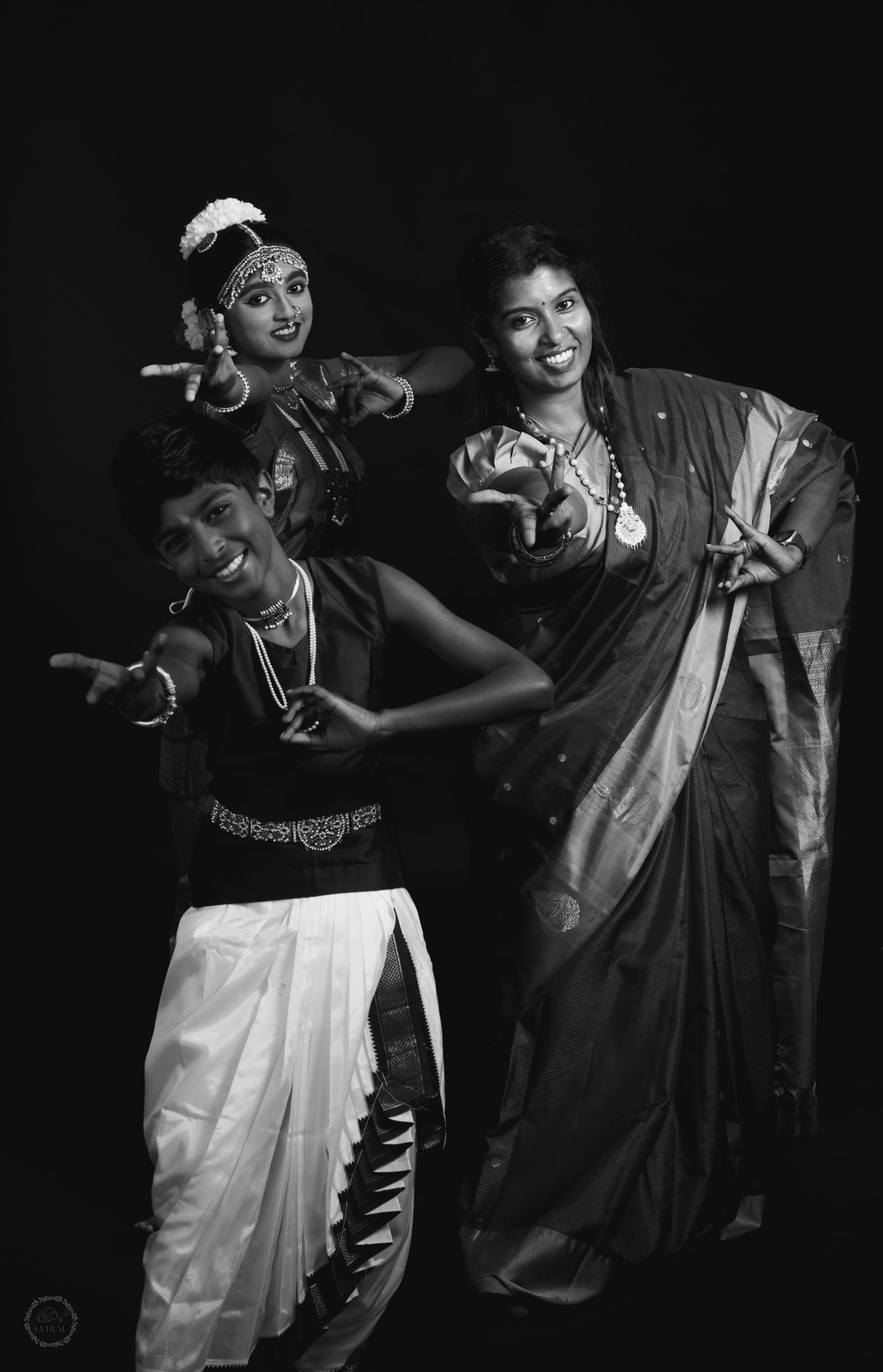 Bharatanatyam dancer in traditional costume performing on stage