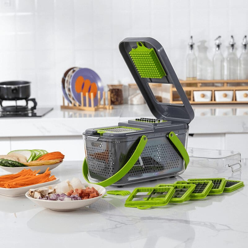 22 In 1 Vegetable Cutter With Stainless Steel Blades And Interchangeable Accessories Multipurpose Kitchen Slicer Tool