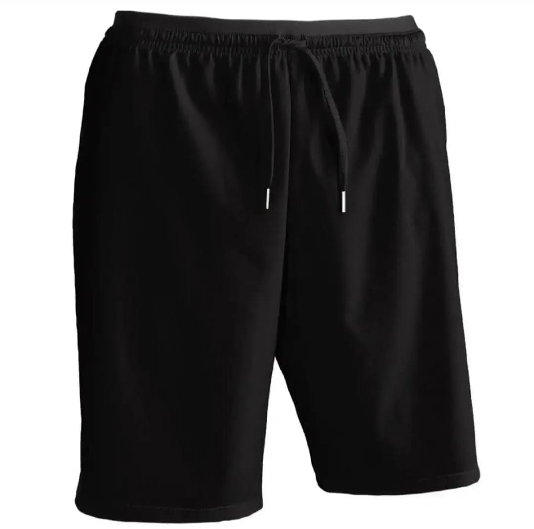Men Cotton Shorts Solid Black Drawstring Casual Shorts Comfortable Everyday Wear