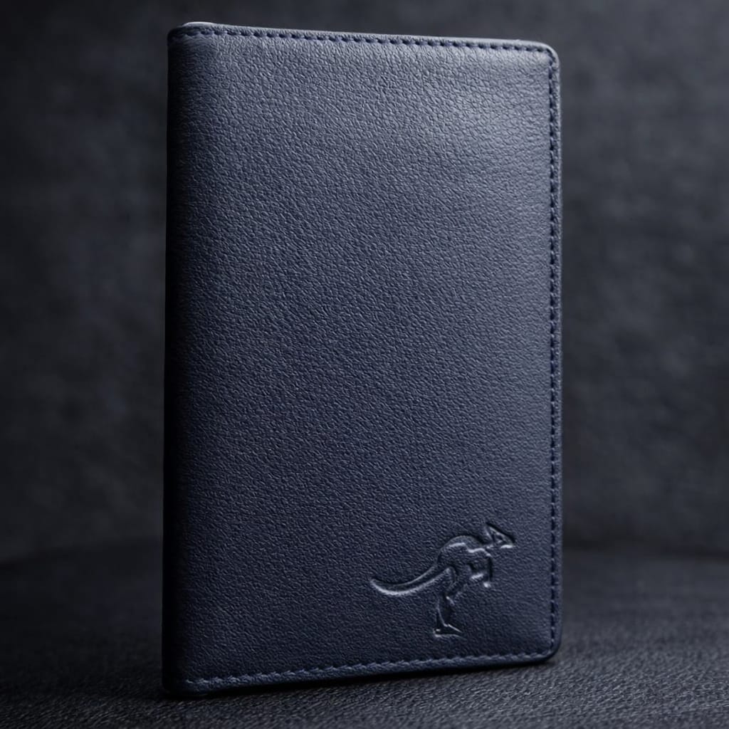 Premium Men’s Long Leather Wallet – Multi-Slot Executive Bifold with Embossed Kangaroo Logo