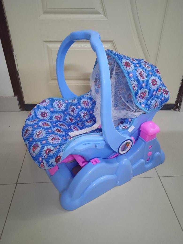 Blue Baby Carry Cot with Mosquito Net